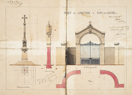 Dodelier. Projet de cimetière à Scey-sur-Saône. 1855. © Région Bourgogne-Franche-Comté, Inventaire du patrimoine Dodelier. Projet de cimetière à Scey-sur-Saône. 1855. © Région Bourgogne-Franche-Comté, Inventaire du patrimoine