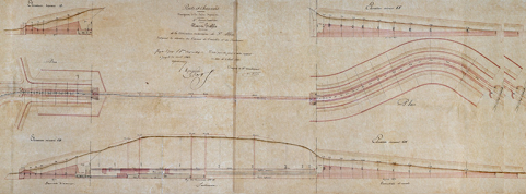 Plans et profils de la dérivation souterraine de Saint-Albin, 1843 : vue d'ensemble. © Région Bourgogne-Franche-Comté, Inventaire du patrimoine Plans et profils de la dérivation souterraine de Saint-Albin, 1843 : vue d'ensemble. © Région Bourgogne-Franche-Comté, Inventaire du patrimoine
