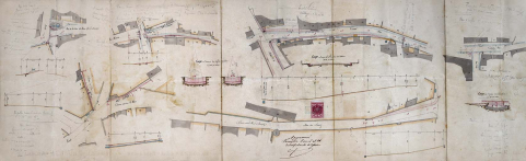 Plan de construction de rigoles pavées autour de la fontaine de la Croix de Pierre à Scey-sur-Saône-et-Saint-Albin. [1866]. © Région Bourgogne-Franche-Comté, Inventaire du patrimoine
