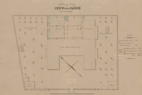 Hôtel de Ville de Scey-sur-Saône. Plan d'ensemble. [1888]. © Archives départementales de la Haute-Saône