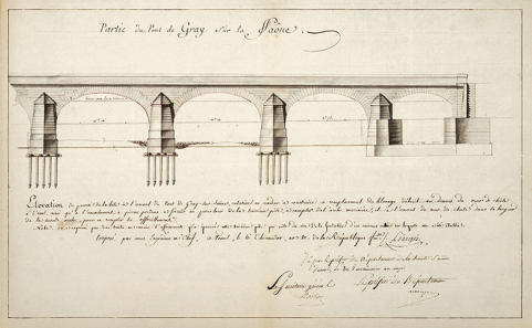 Dessin d'une partie du pont (1802). © Région Bourgogne-Franche-Comté, Inventaire du patrimoine Dessin d'une partie du pont (1802). © Région Bourgogne-Franche-Comté, Inventaire du patrimoine