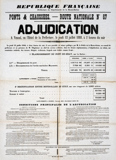 Adjudication portant sur l'élargissement du pont de Gray, sur la Saône, 1888. © Région Bourgogne-Franche-Comté, Inventaire du patrimoine Adjudication portant sur l'élargissement du pont de Gray, sur la Saône, 1888. © Région Bourgogne-Franche-Comté, Inventaire du patrimoine