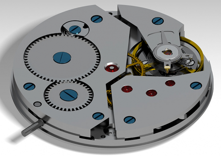 Montre de gousset mécanique : mouvement côté fond. © Région Bourgogne-Franche-Comté, Inventaire du patrimoine