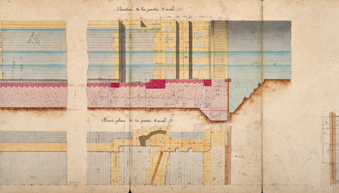 Construction de la dérivation de Port-sur-Saône - Ecluse à sas (1876) : élévation de la partie aval. © Région Bourgogne-Franche-Comté, Inventaire du patrimoine Construction de la dérivation de Port-sur-Saône - Ecluse à sas (1876) : élévation de la partie aval. © Région Bourgogne-Franche-Comté, Inventaire du patrimoine