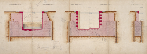 Construction de la dérivation de Port-sur-Saône - Ecluse à sas (1876) vues en coupe (3). © Région Bourgogne-Franche-Comté, Inventaire du patrimoine Construction de la dérivation de Port-sur-Saône - Ecluse à sas (1876) vues en coupe (3). © Région Bourgogne-Franche-Comté, Inventaire du patrimoine