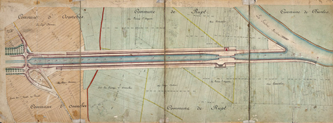 Achèvement de la dérivation de St-Albin (en aval du souterrain) - Plan général (1876). © Région Bourgogne-Franche-Comté, Inventaire du patrimoine Achèvement de la dérivation de St-Albin (en aval du souterrain) - Plan général (1876). © Région Bourgogne-Franche-Comté, Inventaire du patrimoine