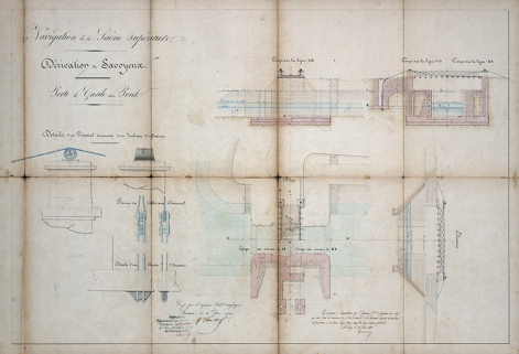 Navigation de la Saône supérieure - Dérivation de Savoyeux - Porte de garde avec pont (1843). © Région Bourgogne-Franche-Comté, Inventaire du patrimoine