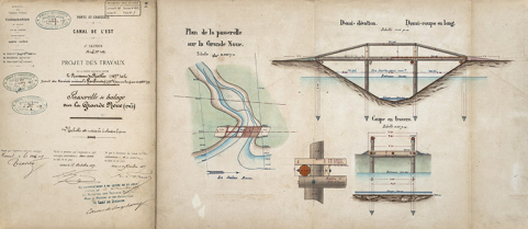 Passerelle de halage sur la Grande Noue (1877) . © Région Bourgogne-Franche-Comté, Inventaire du patrimoine