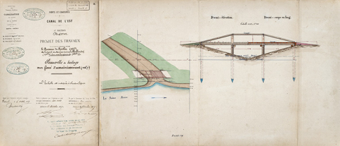 Passerelle de halage sur fossé d'agrandissement, 168k (1877).  © Région Bourgogne-Franche-Comté, Inventaire du patrimoine