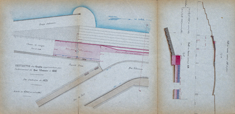 Construction d'un gradin supplémentaire pour l exhaussement du quai Villeneuve à Gray (1878).  © Région Bourgogne-Franche-Comté, Inventaire du patrimoine Construction d'un gradin supplémentaire pour l exhaussement du quai Villeneuve à Gray (1878).  © Région Bourgogne-Franche-Comté, Inventaire du patrimoine