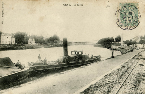 Gray - La Saône, carte postale. © Région Bourgogne-Franche-Comté, Inventaire du patrimoine Gray - La Saône, carte postale. © Région Bourgogne-Franche-Comté, Inventaire du patrimoine
