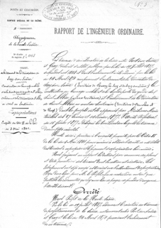 Rapport de G.Bouvaist sur l'achèvement de la dérivation (1877). © Région Bourgogne-Franche-Comté, Inventaire du patrimoine Rapport de G.Bouvaist sur l'achèvement de la dérivation (1877). © Région Bourgogne-Franche-Comté, Inventaire du patrimoine