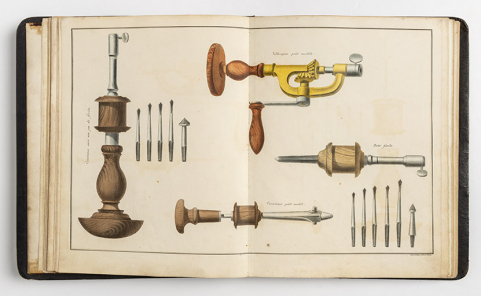 [Outillage : vilebrequin, "consciences", porte-forets : planche de catalogue], 1835. © Région Bourgogne-Franche-Comté, Inventaire du patrimoine