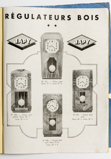 Régulateurs bois [page de catalogue], 1935. © Région Bourgogne-Franche-Comté, Inventaire du patrimoine