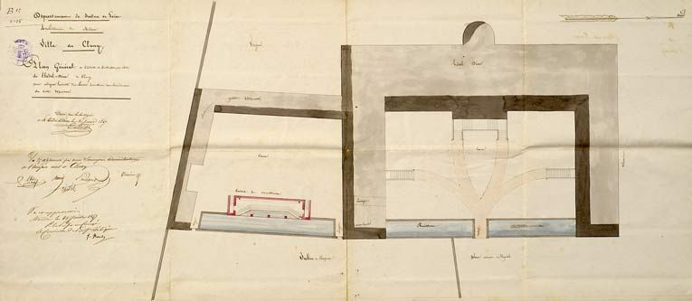 Plan masse de l'Hôtel-Dieu, 1857. © Région Bourgogne-Franche-Comté, Inventaire du patrimoine