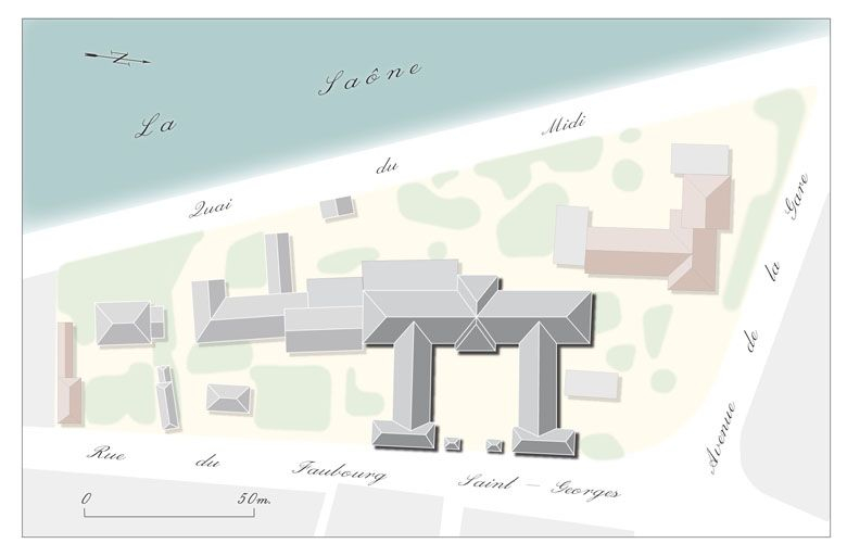 Plan-masse. © Région Bourgogne-Franche-Comté, Inventaire du patrimoine