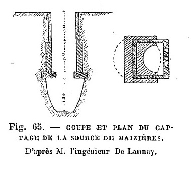 Coupe et plan du captage de la source (début du 20e siècle). © Bibliothèque nationale de France