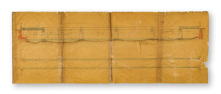 Pont de Seurre. Elévation, plan et coupe en travers. 17 février 1870. © Région Bourgogne-Franche-Comté, Inventaire du patrimoine Pont de Seurre. Elévation, plan et coupe en travers. 17 février 1870. © Région Bourgogne-Franche-Comté, Inventaire du patrimoine