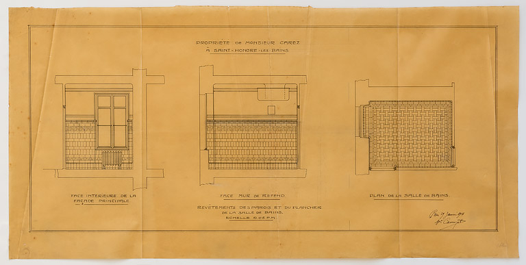 Projet de Charles Camuzat pour le revêtement des murs et du sol. © Région Bourgogne-Franche-Comté, Inventaire du patrimoine
