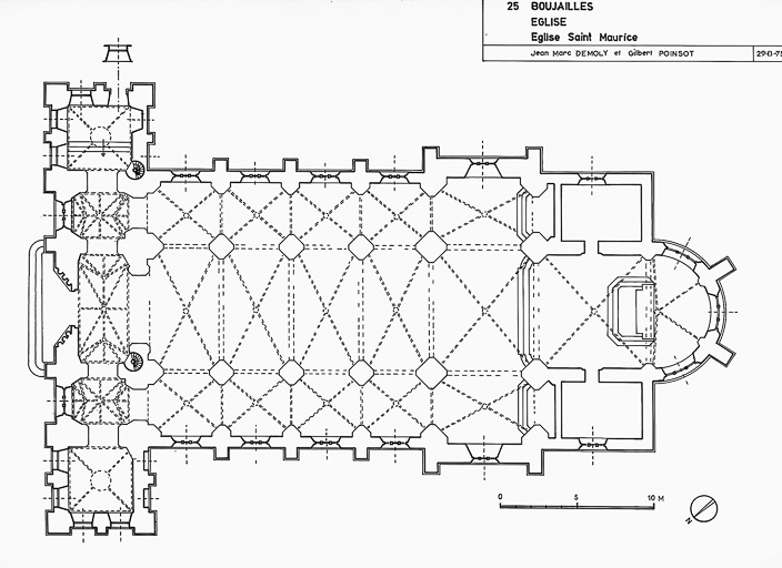 Plan au sol : relevé-croquis J.-M. Demoly et Gilbert Poinsot, 1975. © Région Bourgogne-Franche-Comté, Inventaire du patrimoine