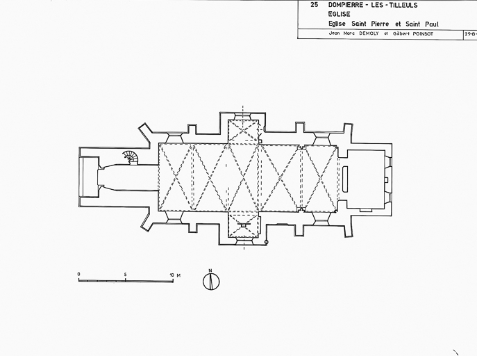Plan au sol par J.-M. Demoly et Gilbert Poinsot, 1975. © Région Bourgogne-Franche-Comté, Inventaire du patrimoine