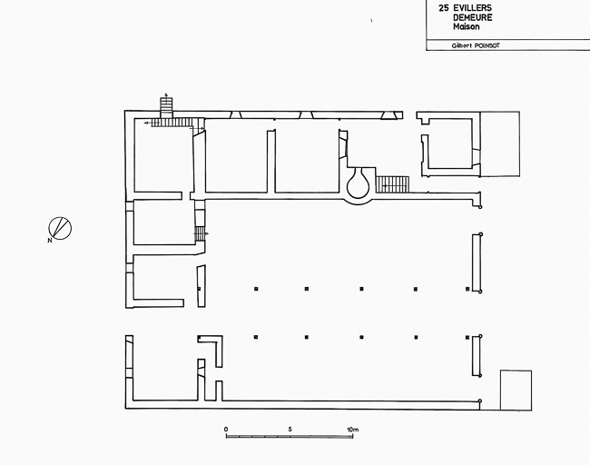 Plan au sol par Gilbert Poinsot, 1975. © Région Bourgogne-Franche-Comté, Inventaire du patrimoine