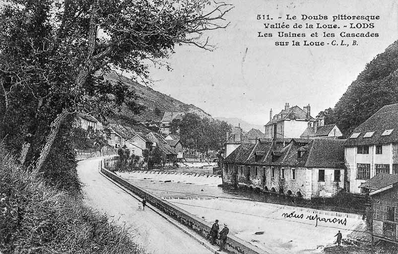 Vallée de la Loue. - Lods. Les Usines et les Cascades sur la Loue, limite 19e siècle 20e siècle. © Région Bourgogne-Franche-Comté, Inventaire du patrimoine Vallée de la Loue. - Lods. Les Usines et les Cascades sur la Loue, limite 19e siècle 20e siècle. © Région Bourgogne-Franche-Comté, Inventaire du patrimoine