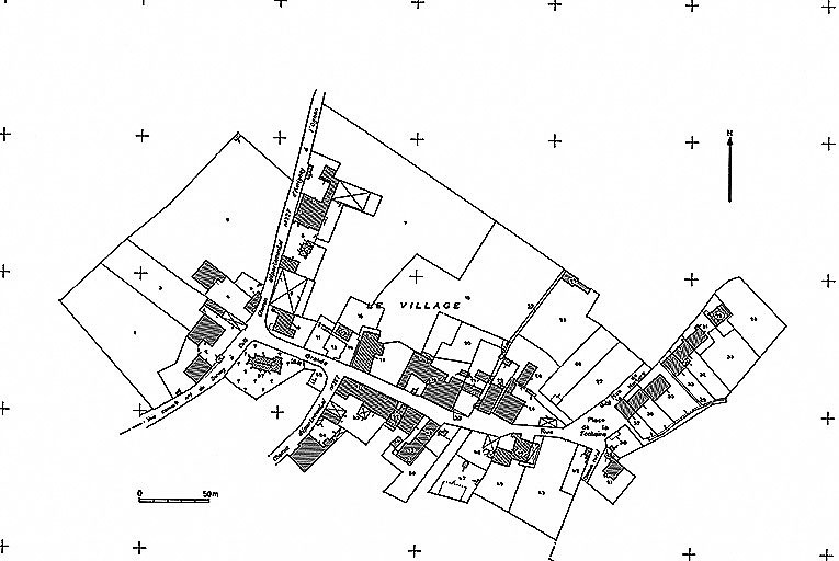 Plan portant le repérage : extrait du cadastre de 1973, section AB. © Région Bourgogne-Franche-Comté, Inventaire du patrimoine