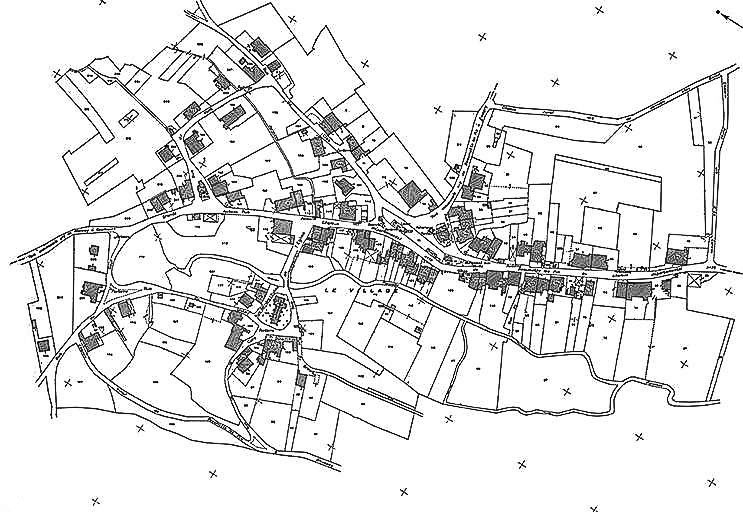 Plan portant le repérage : extrait du cadastre de 1966, section AB. © Région Bourgogne-Franche-Comté, Inventaire du patrimoine