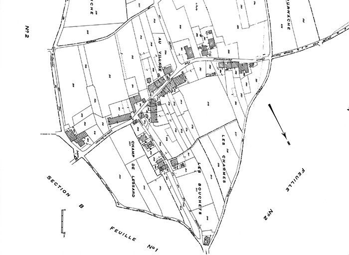 Plan cadastral. Cadastre de 1951, section A, feuille n° 3. © Région Bourgogne-Franche-Comté, Inventaire du patrimoine