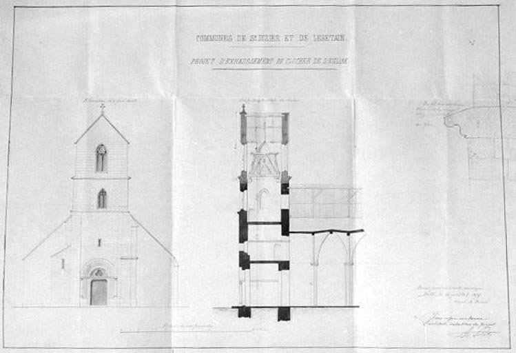 Projet d'exhaussement du clocher de l'église. © Région Bourgogne-Franche-Comté, Inventaire du patrimoine