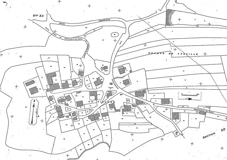 Plan cadastral, 1964, section AB, échelle 1 : 1000. © Région Bourgogne-Franche-Comté, Inventaire du patrimoine