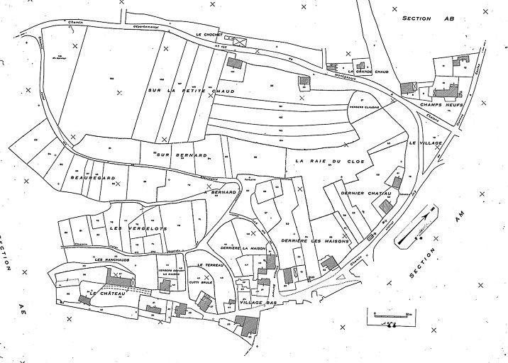 Plan cadastral, 1962, section AL, échelle 1 : 1000. © Région Bourgogne-Franche-Comté, Inventaire du patrimoine