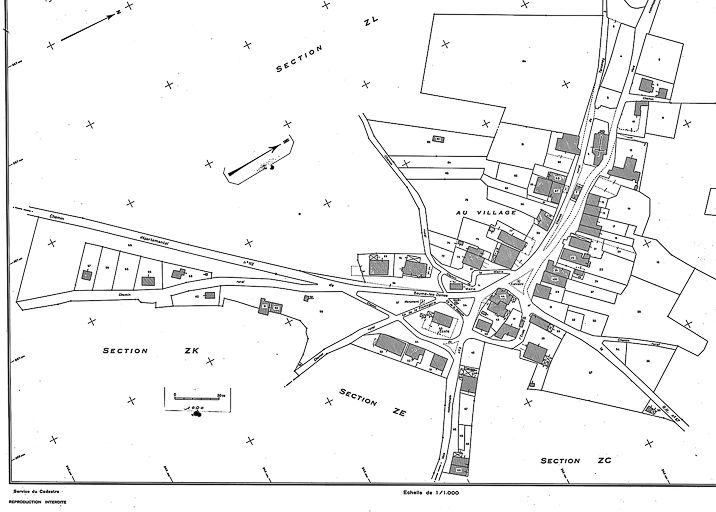 Plan cadastral, 1972, section AB, échelle 1 : 1000. © Région Bourgogne-Franche-Comté, Inventaire du patrimoine