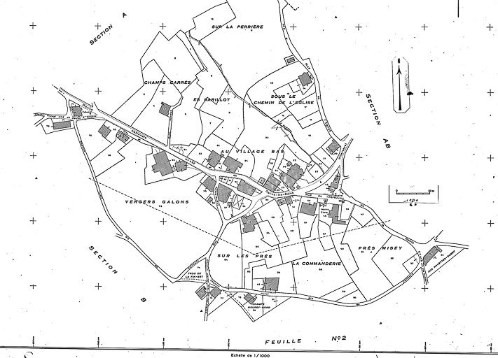 Plan cadastral, 1966, section AC, échelle 1 : 1000. © Région Bourgogne-Franche-Comté, Inventaire du patrimoine