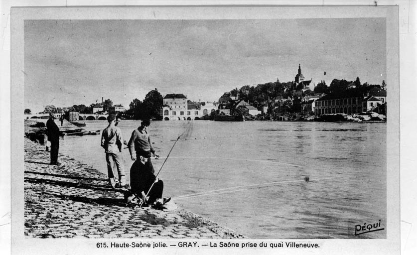 Gray. - La Saône prise du quai Villeneuve. © Région Bourgogne-Franche-Comté, Inventaire du patrimoine