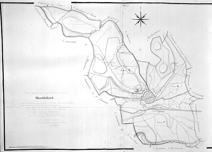 Plan de la commune : tableau d'assemblage du plan cadastral napoléonien, 1812. © Région Bourgogne-Franche-Comté, Inventaire du patrimoine Plan de la commune : tableau d'assemblage du plan cadastral napoléonien, 1812. © Région Bourgogne-Franche-Comté, Inventaire du patrimoine