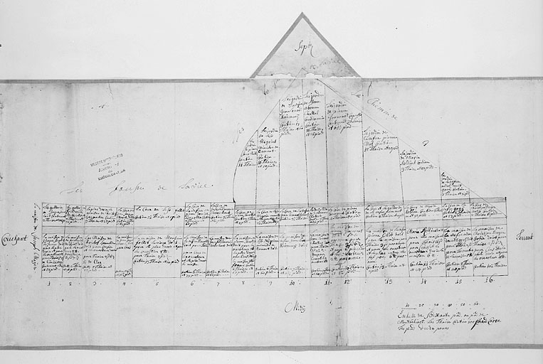 Plan parcellaire de 1715-1718. Feuille 3 (A). © Région Bourgogne-Franche-Comté, Inventaire du patrimoine Plan parcellaire de 1715-1718. Feuille 3 (A). © Région Bourgogne-Franche-Comté, Inventaire du patrimoine