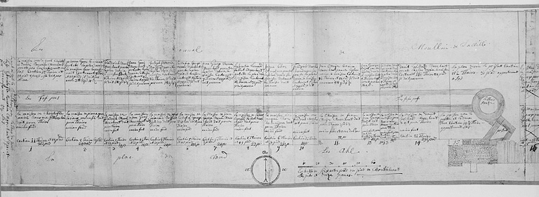 Plan parcellaire de 1715-1718. Feuille 8 (A). © Région Bourgogne-Franche-Comté, Inventaire du patrimoine Plan parcellaire de 1715-1718. Feuille 8 (A). © Région Bourgogne-Franche-Comté, Inventaire du patrimoine