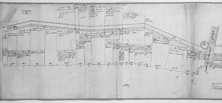 Plan parcellaire de 1715-1718. Feuille 14 (A). © Région Bourgogne-Franche-Comté, Inventaire du patrimoine Plan parcellaire de 1715-1718. Feuille 14 (A). © Région Bourgogne-Franche-Comté, Inventaire du patrimoine