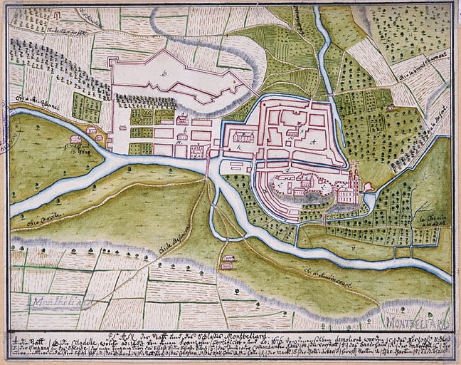 Plan der Statt und des Schlosses Montbéliard, fin 17e ou début 18e siècle. © Région Bourgogne-Franche-Comté, Inventaire du patrimoine Plan der Statt und des Schlosses Montbéliard, fin 17e ou début 18e siècle. © Région Bourgogne-Franche-Comté, Inventaire du patrimoine