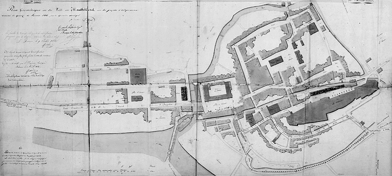 Plan géométrique de la ville de Montbéliard avec les projets d'alignements, 1816. © Région Bourgogne-Franche-Comté, Inventaire du patrimoine Plan géométrique de la ville de Montbéliard avec les projets d'alignements, 1816. © Région Bourgogne-Franche-Comté, Inventaire du patrimoine