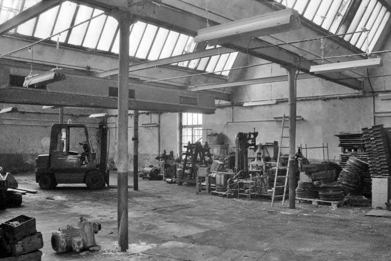 Vue intérieure des ateliers couverts en shed. © Région Bourgogne-Franche-Comté, Inventaire du patrimoine