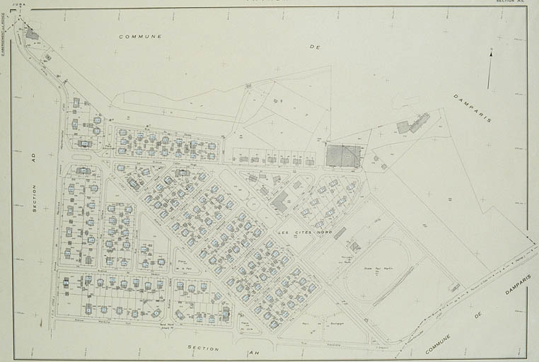 Plan de répartition des types de maisons, partie nord. © Région Bourgogne-Franche-Comté, Inventaire du patrimoine