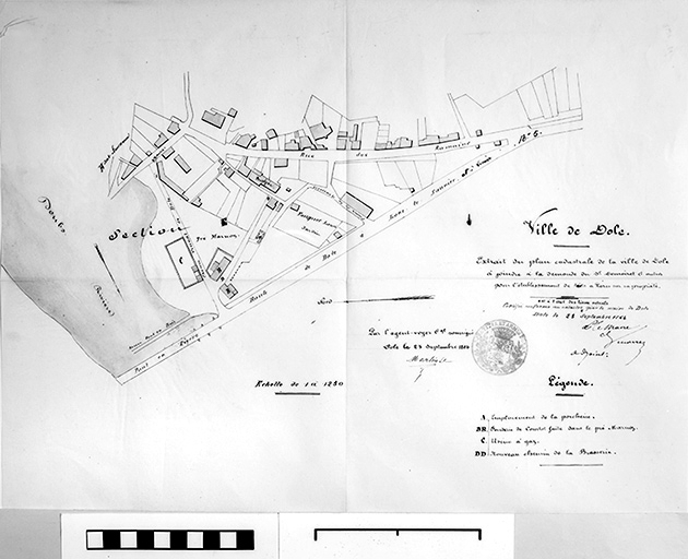 Extrait du plan cadastrale de la ville de Dole [...] plan de situation. © Région Bourgogne-Franche-Comté, Inventaire du patrimoine