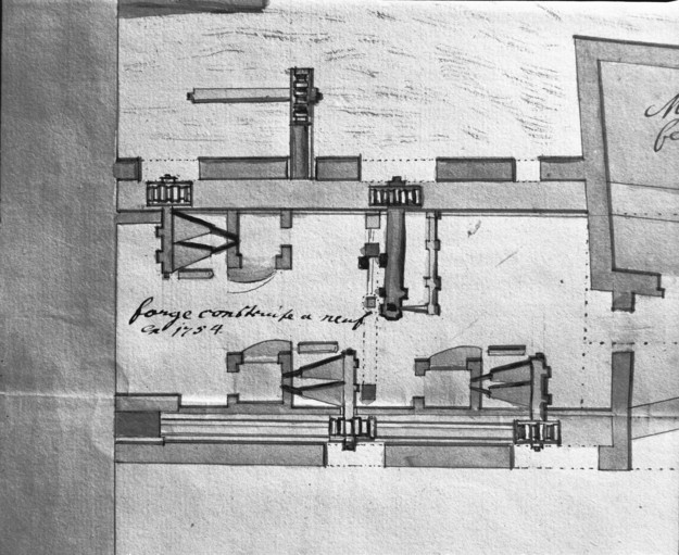 Plan de la forge de Chagey [détail]. © Région Bourgogne-Franche-Comté, Inventaire du patrimoine