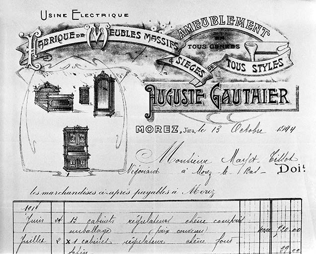 Fabrique de Meubles massifs et sièges de tous styles Auguste Gauthier. © Région Bourgogne-Franche-Comté, Inventaire du patrimoine Fabrique de Meubles massifs et sièges de tous styles Auguste Gauthier. © Région Bourgogne-Franche-Comté, Inventaire du patrimoine