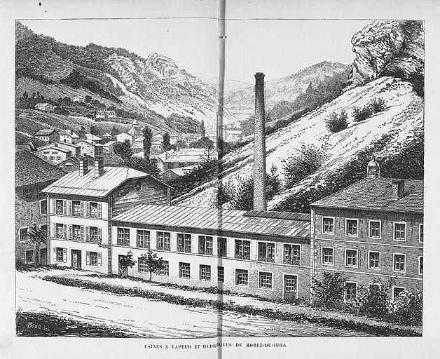 Usines à vapeur et hydrauliques de Morez-du-Jura en 1877. © Région Bourgogne-Franche-Comté, Inventaire du patrimoine Usines à vapeur et hydrauliques de Morez-du-Jura en 1877. © Région Bourgogne-Franche-Comté, Inventaire du patrimoine