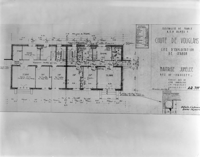 Electricité de France [...] Cité d'exploitation de Cernon. Maîtrise jumelée. Rez-de-chaussée. © Région Bourgogne-Franche-Comté, Inventaire du patrimoine
