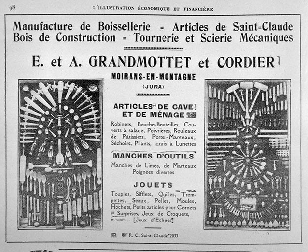 Publicité pour la société E. et A. Grandmottet et Cordier, milieu des années 1920. © Région Bourgogne-Franche-Comté, Inventaire du patrimoine